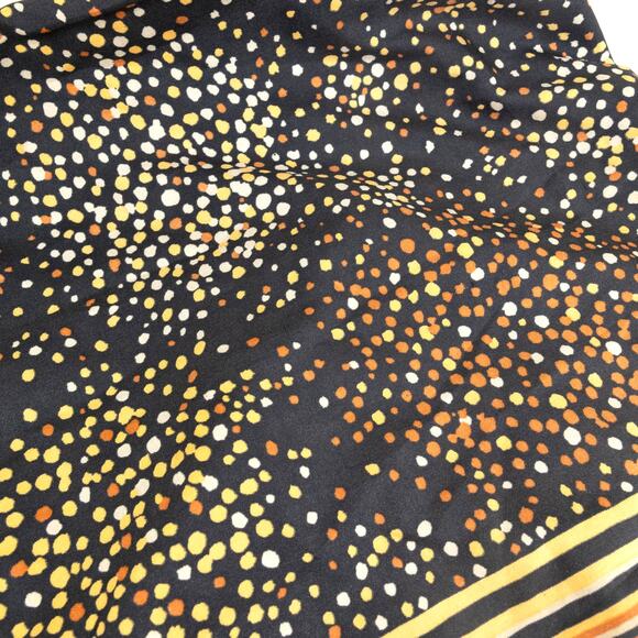 Gold Black Satin Vintage Square Scarf  28x28 - Picture 3 of 4